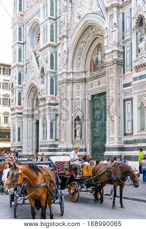 FLORENCE, ITALY - July 25, 2016. Street view of Old Town Florence Tuscany, Italy. is the capital city of the Italian region of Tuscany, with approximately 382,000 inhabitants