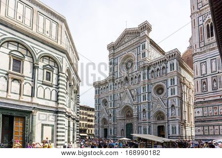 FLORENCE, ITALY - July 25, 2016. Street view of Old Town Florence Tuscany, Italy. is the capital city of the Italian region of Tuscany, with approximately 382,000 inhabitants