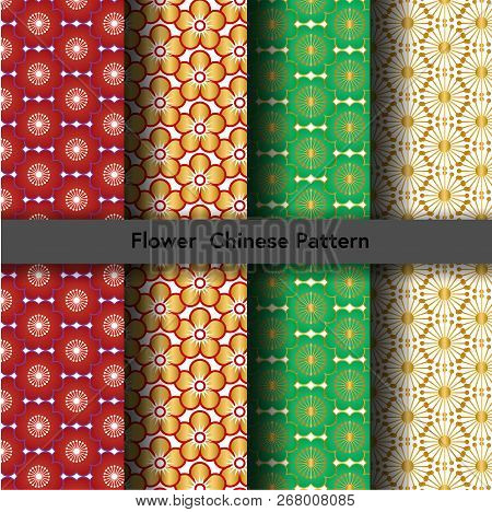 Seamless Set Chinese Vintage Folwer Four Pattern