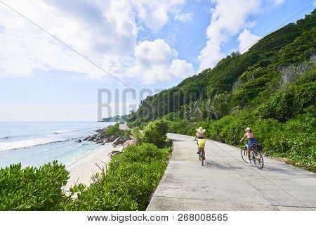 Coastline Of North Road Digue Island, Seychelles Island