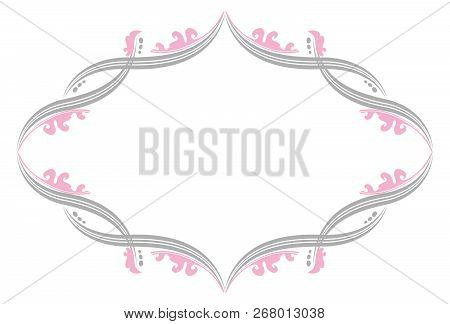 Flourish Border With Pink Leaves Illustration Isolated