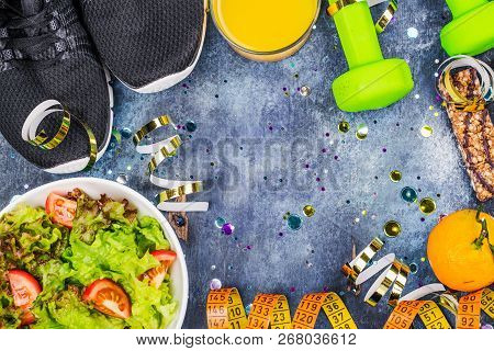 January Diet Background. Diet Or Detox Before Or After Christmas Holidays. Bowll Of Healthy Salad, E