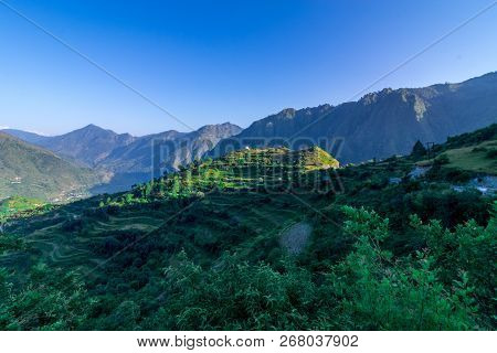 Photo Of Sunset In Himalayas Tehri Garhwal, Uttrakhand