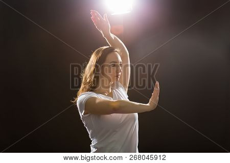 Hip-hop, Jazz-funk, Tecktonik, Waacking, Trance And Street Dances Concept - Young Woman Dancing Jazz