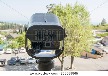 Stationary Panoramic Binoculars In The Mountains Of Abkhazia