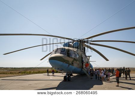 Kadamovskiy Training Ground, Rostov Region, Russia, 26 August 2018: Transport Universal Military Hel