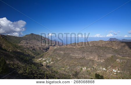 Gran Canaria,  October, View From A Hiking Path Down Steep Valley Barranco De Juncal,