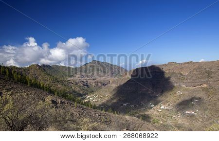 Gran Canaria,  October, View From A Hiking Path Down Steep Valley Barranco De Juncal,
