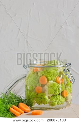 Home Made Cultured Vegetables In Jars Fermenting To Be Used As A Probiotic Food Vertical Photo With 