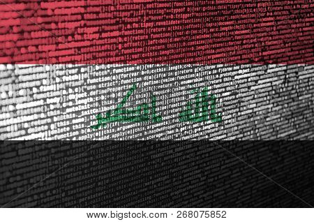 Iraq Flag  Is Depicted On The Screen With The Program Code. The Concept Of Modern Technology And Sit