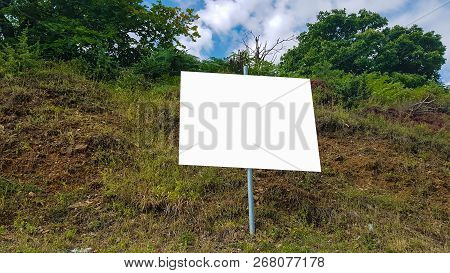 Blank Advertisement Billboard Sign Urban Public White Isolated Clipping Path Template Ad Banner Mock