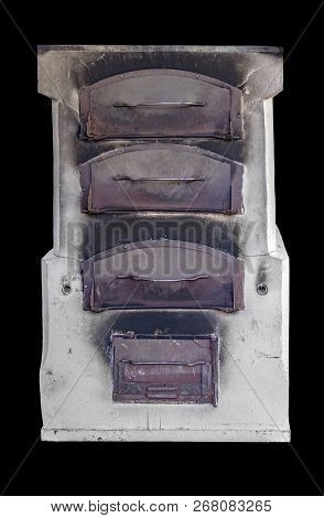 Front Side Of A Historic Oven In Black Back