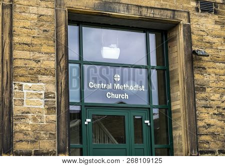Todmorden , England - May 04 2018 : The Methodist Church Os Working From The Centre Of Todmorden Whi