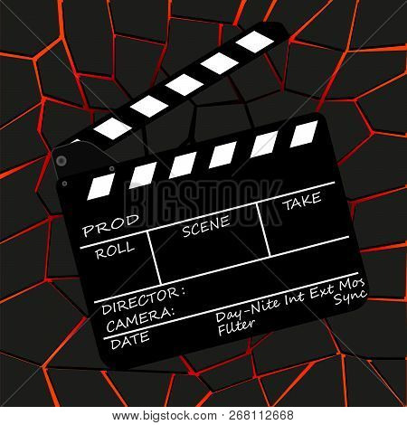Realistic Clapper.cinema. Board On A White Background. Film.