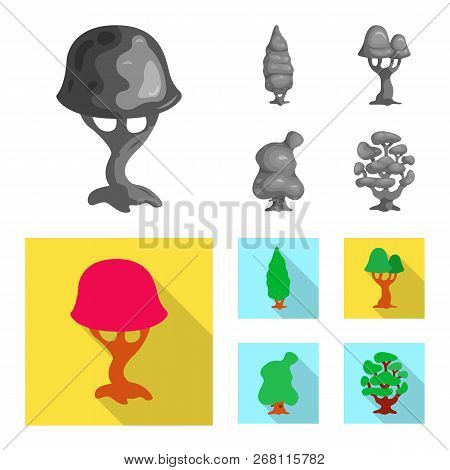 Isolated Object Of Tree And Nature Icon. Set Of Tree And Crown Vector Icon For Stock.