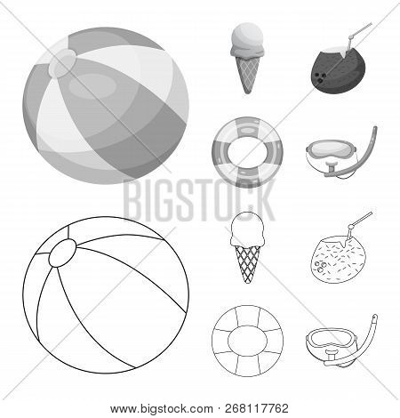 Vector Illustration Of Pool And Swimming Symbol. Set Of Pool And Activity Vector Icon For Stock.