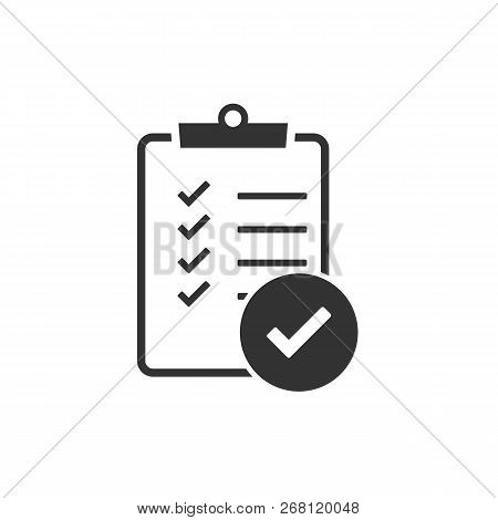 Checking, Checklist, Document, List, Verification Icon. Vector Illustration, Flat Design.