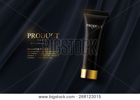 Facial Anti-wrinkle Cream Or Charcoal Mask Ads Poster Template. Cosmetics Premium Product. Packaging