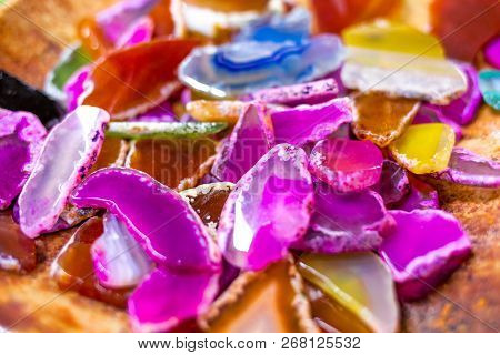 Collection Of Beautiful Pink Agathe Stones Close Up