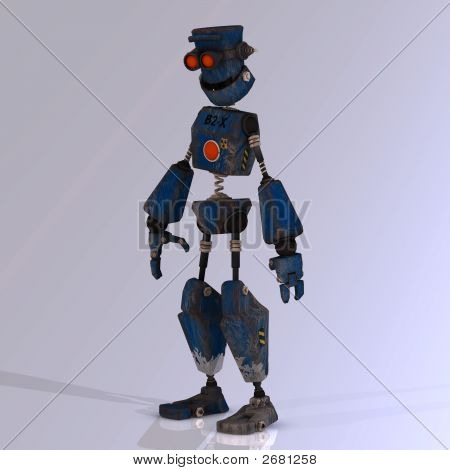 Kreslený Robot s expresivní emocí v obličeji