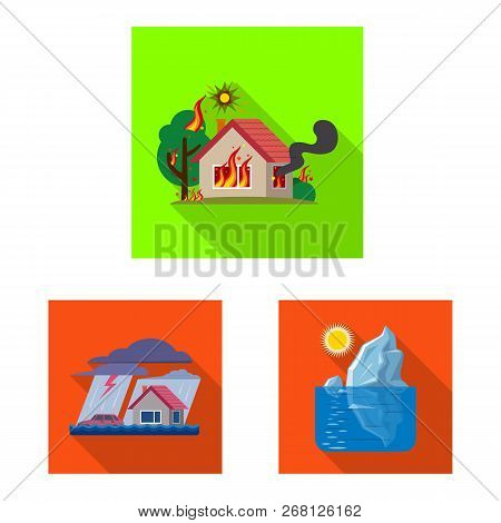 Vector Illustration Of Natural And Disaster Logo. Collection Of Natural And Risk Stock Vector Illust