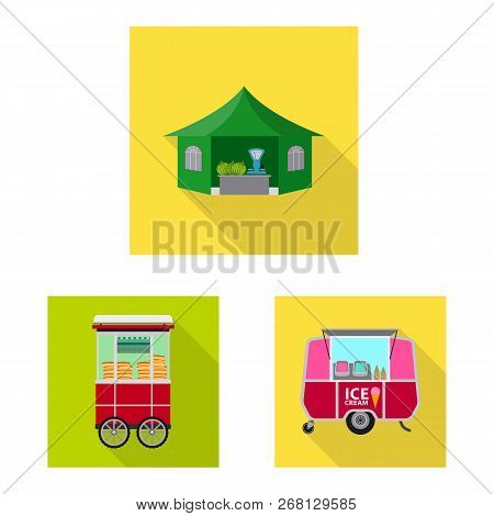 Vector Illustration Of Market And Exterior Icon. Collection Of Market And Food Vector Icon For Stock