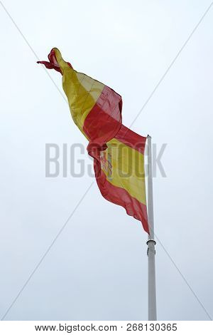 The Biggest Flag Of Spain Is In The Plaza Del Descubrimiento Madrid