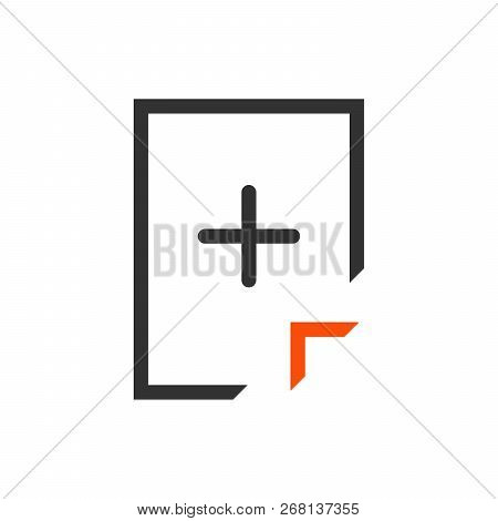 Add Document Icon , Filled Flat Sign, Solid Pictogram Isolated On White. Document With Plus Symbol, 