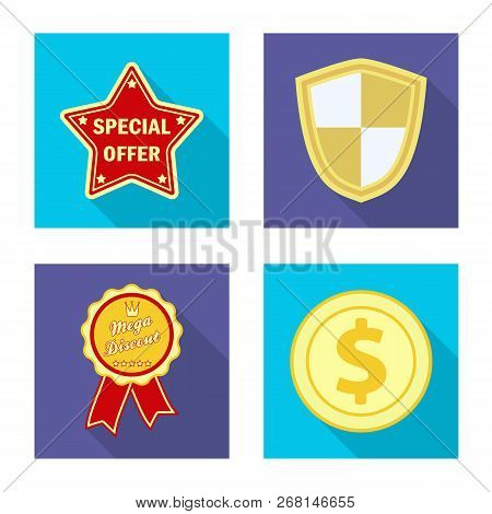 Vector Illustration Of Emblem And Badge Icon. Set Of Emblem And Sticker Vector Icon For Stock.