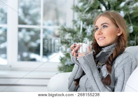 Portrait Of Cte Young Woman With Cup Of Tea
