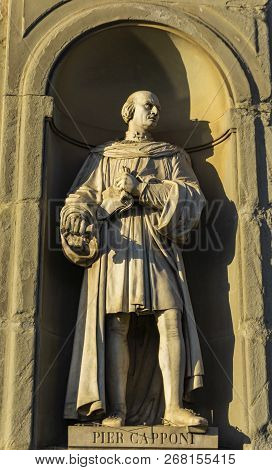 View At Florence Statesman Piero Capponi Monument In Florence, Italy
