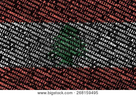 Lebanon Flag  Is Depicted On The Screen With The Program Code. The Concept Of Modern Technology And 
