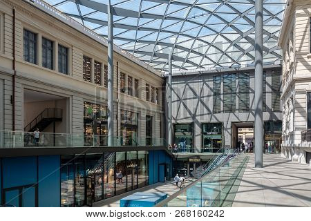 Lyon, France - July 18, 2018: The New Hotel-dieu Converted After 3 Years Of Works In A Commercial An