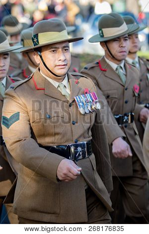 Sandhurst, United Kingdom, 11th November 2018:- British Soldiers From The Gurkhas March To Sandhurst