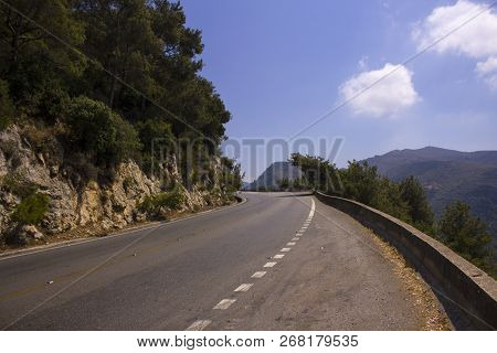 Lebanese Landscape And Highway. Road To Cedars Of Lebanon Near Bcharre, Lebanon.