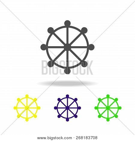 Buddhism Wheel Of Drahma Sign Multicolored Icon. Detailed Buddhism Wheel Of Drahma Icon Can Be Used 