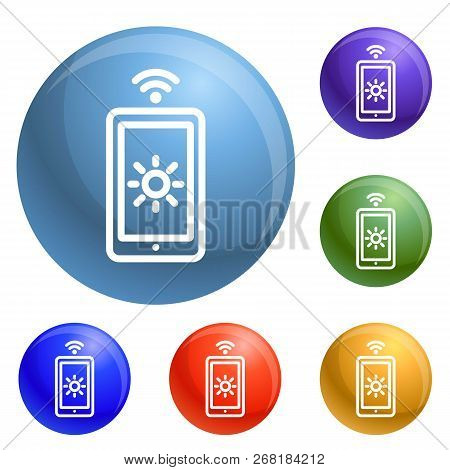 Light Smart Control Icons Set Vector 6 Color Isolated On White Background