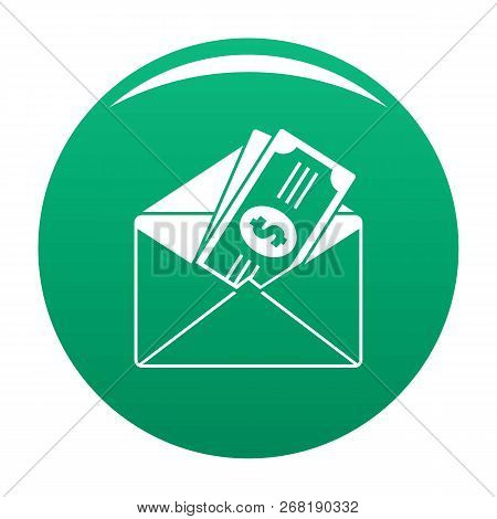 Money In Envelope Icon. Simple Illustration Of Money In Envelope Vector Icon For Any Design Green