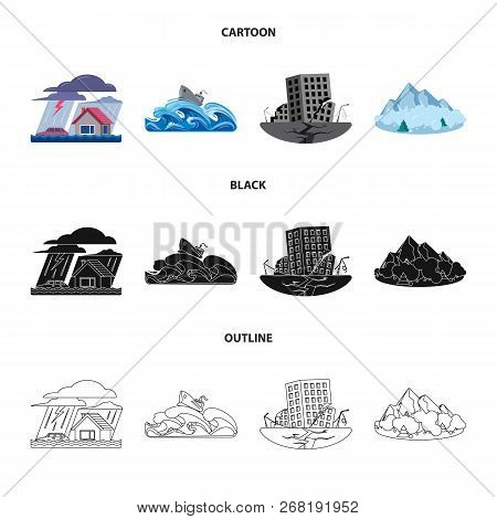 Vector Design Of Natural And Disaster Sign. Collection Of Natural And Risk Vector Icon For Stock.
