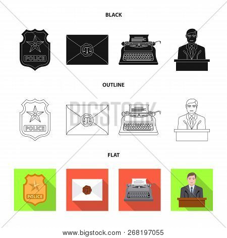 Isolated Object Of Law And Lawyer Symbol. Set Of Law And Justice Stock Vector Illustration.