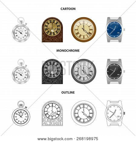 Vector Illustration Of Clock And Time Icon. Collection Of Clock And Circle Stock Vector Illustration