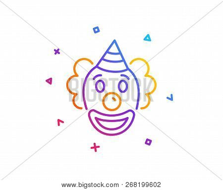 Clown Line Icon. Amusement Park Funnyman Sign. Gradient Line Button. Clown Icon Design. Colorful Geo