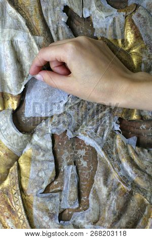 Restoration: Close Up. Conservation Of Paintings. Conservation Of Sculptures