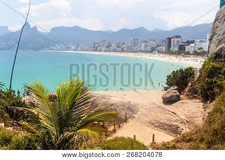 Famous Beach Ipanema In Rio De Janeiro, Brazil