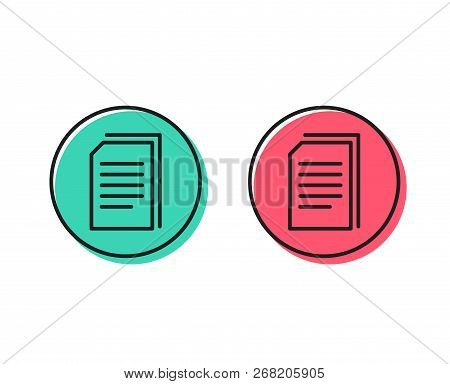 Copy Documents Line Icon. Copying Files Sign. Paper Page Concept Symbol. Positive And Negative Circl