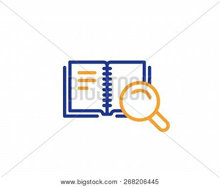 Search In Book Line Icon. Education Symbol. Instruction Or E-learning Sign. Colorful Outline Concept