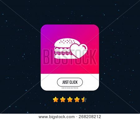 Hamburger Icon. Burger Food Symbol. Cheeseburger Sandwich Sign. Web Or Internet Icon Design. Rating 