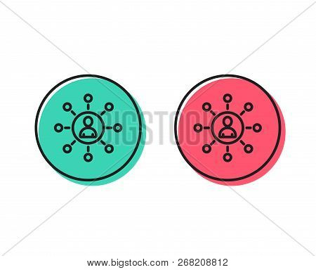 Business Networking Line Icon. Teamwork Or Human Resources Sign. Positive And Negative Circle Button
