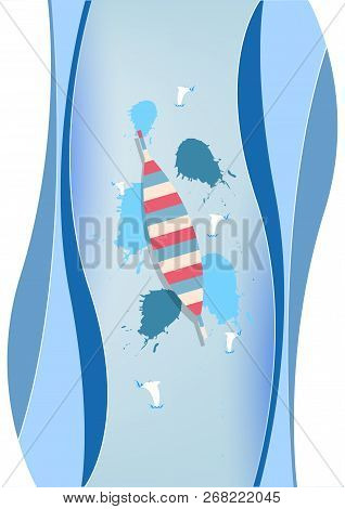 Paper Art Travel By Boat With Dolphin On Top Concept Vector Background Design