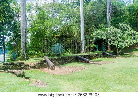 Cannons At Forte Defensor Perpetuo Fort In Paraty, Brazil